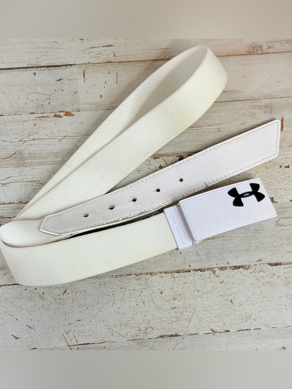 Under Armour Stretch Webbing Belt White Baseball Golf OSFM Up To 40”